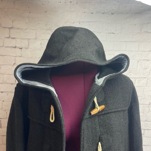 Gap size small dark gray wool blend hooded jacket duffle coat - Picture 5 of 8
